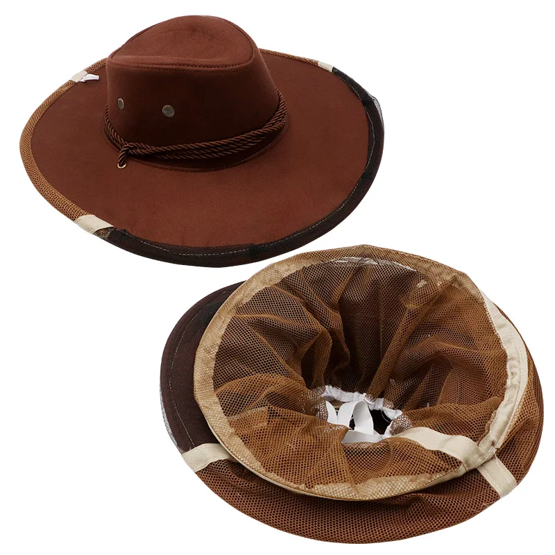 Beekeeping Protective Bee Hat, Anti Bee Face Mask Fabric Nylon Net Yarn Hat, Beekeeper Cowboy Comfortable Design Hat 1Pc