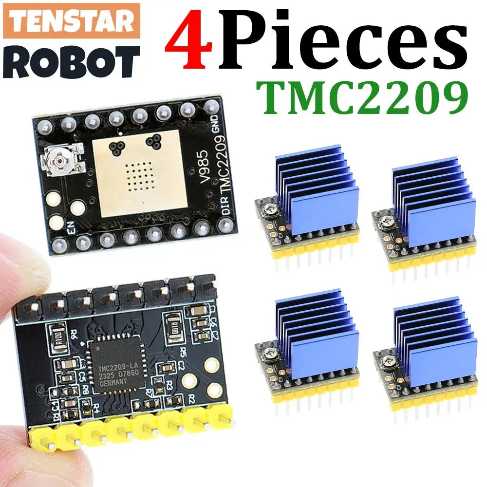 Tenstar 4pcs TMC2209 Module V2.0 With Heat Sink Stepper Motor Driver 2A 3d Printer Parts 256 Subdivision Silent Printing