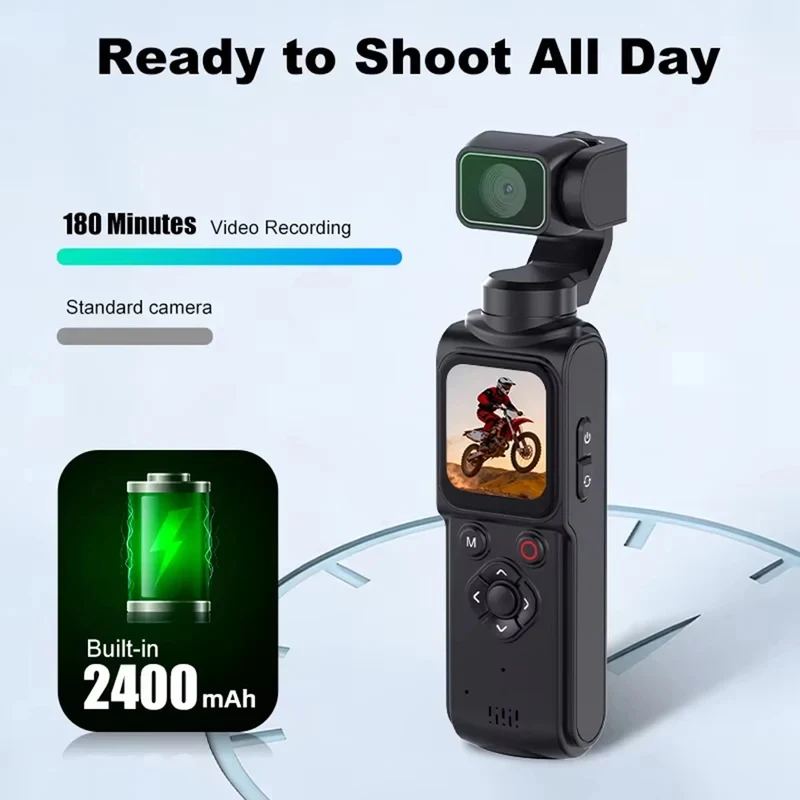 레가톤 4K 와이파이 포켓 브이로그 카메라 330 ° 자동 회전 터치스크린 스포츠 DV 바디캠 얼굴 추적 휴대용 액션 카메라
