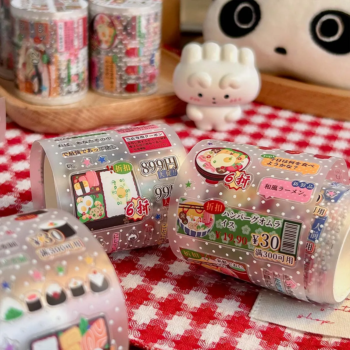 WAKAWAKA 귀여운 애완 동물 스티커 테이프 Kawaii 도트 팬더 스티커 Scrapbooking 데코 접착제 장식 테이프 빈티지 일기 스티커