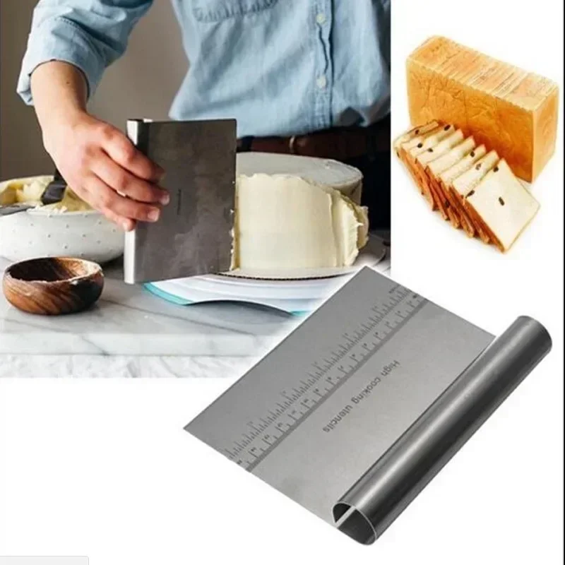 Baking Tool Stainless Steel Scale Cake Scraper DIY Dough Pastry Spatulas Buttercream Edge Smoother Cake Decorating Accessories