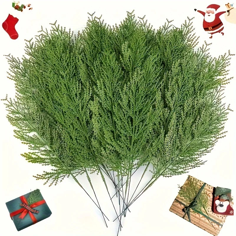 24pc Artificial Evergreen Pine Branches for Holiday DIY and Home Decor