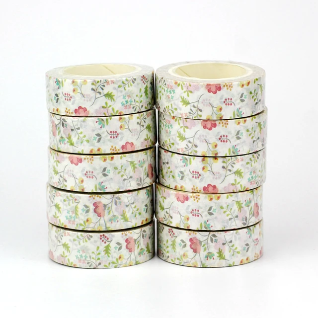 NEW Bulk 10pcs/Lot Decorative White Flowers and Leaves Washi Tapes for  Planner Adhesive Masking Tape Cute Stationery