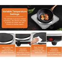 1000W Electric Countertop Single Burner 5 Level Temperature Control Hot Plate for Cooking Stainless Steel Base 220V 2