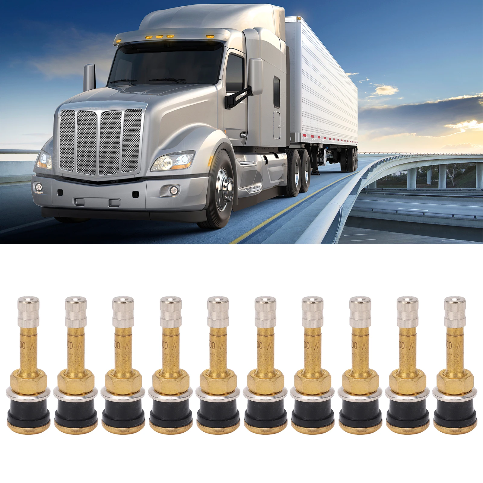 10 Pcs Valve Stems TR500 Straight Brass Heavy Duty Clamp in Tubeless Truck Tire Valve Stem
