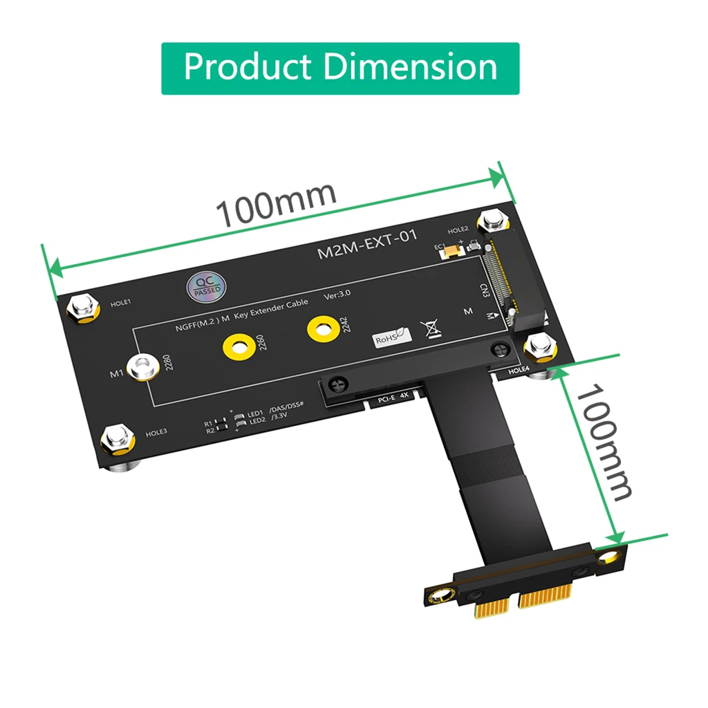 

Для M.2 NGFF NVME M-key SSD к PCI- E 1X 4X Удлинительный кабель с магнитной подушкой поддержка 2230/2242/2260/2280 M.2 SSD для настольного ПК