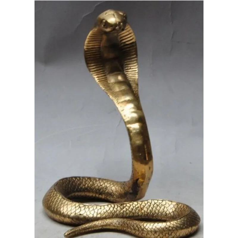

Christmas chinese fengshui brass Wild animal KING COBRA King snake statue Sculpture Halloween