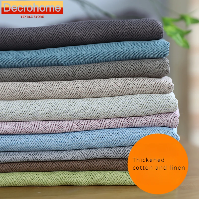 

Custom Thickened Cotton Linen W Jacquard Dark Grain Dark Gray Blackout Partition Curtains for Bedroom Living Room French Window