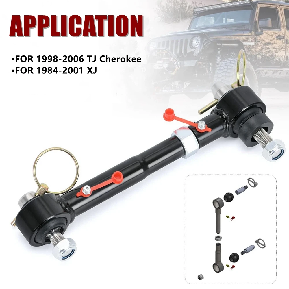 Front Sway Bar Links Black Adjustable Quicker Disconnects For Wrangler 1998-2006 TJ Cherokee 1984-2001 XJ 2.5"-6" Lifts