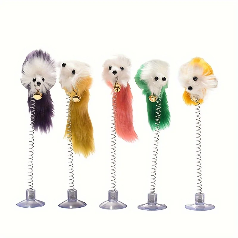 Title 3, Pet cat toy, suction cup, spring, bell, mouse, ...