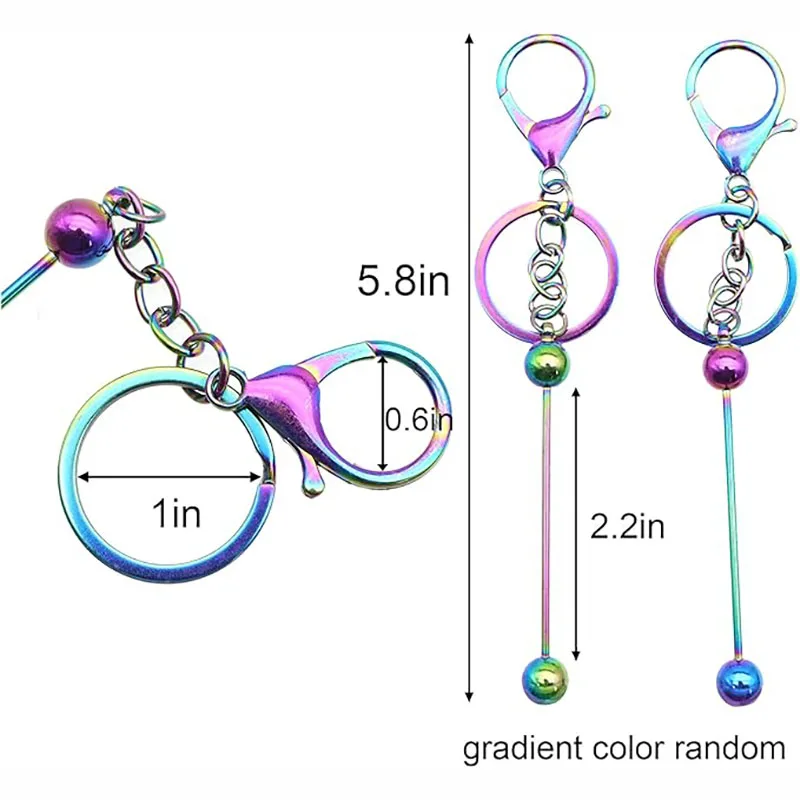 Beadable keychain Bars Beadable Blanks Keychain Projects Pendant for Kids Adults Backpack Car Keychain Birthday Party Favor Gift