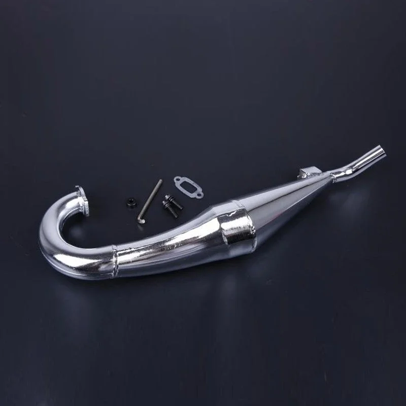 For Performance Chrome Steel Side Mount Tuned Exhaust Pipe Fit for HPI Baja 5B KM RC rc crawler Cars Parts Accessory