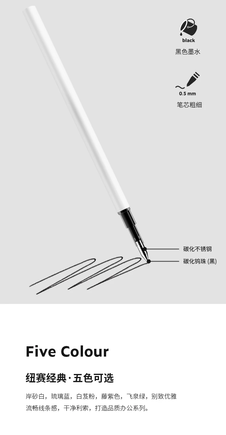 Nusign Gel Pen Neutral Pens Pучка Caneta Rotary Switch Smooth 0.5MM Black Ink Writing for Office School Cute Stationery