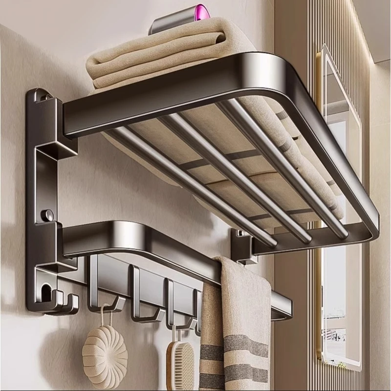50CM-60CM Towel Rack Space Aluminum Toilet Storage Rack Wall Mounted BathTowel towel rack towel holder storage rack