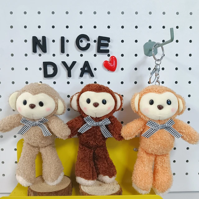 Chaveiro de pelúcia macaco bonito para crianças, pingente, bolsa infantil,  animais de desenho animado, boneca de