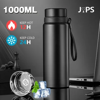 Bouteille d'eau thermique 1L, Thermos froid et chaud pour l'eau, thé, café, flacons sous vide, bouteille isolée en acier inoxydable pour voiture 1