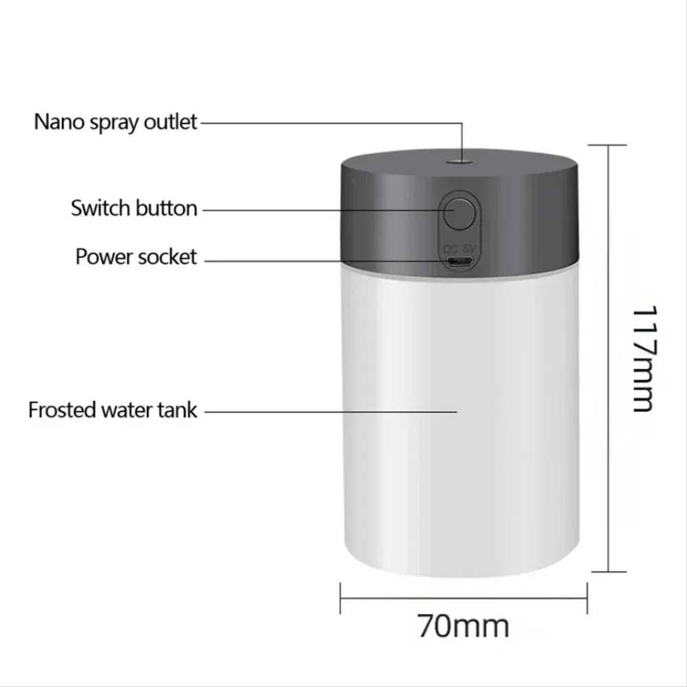 260ML Air Humidifier Ultrasonic Portable Car Aromatherapy Diffuser with Colorful LED Lamp USB Office Water Replenishment Sprayer