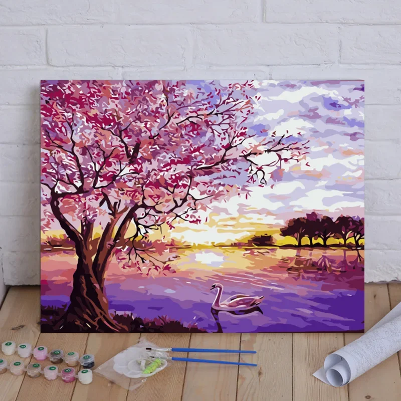 

20557-Tulip diy Цифровая акриловая Цветочная живопись взрыв ручная работа пейзаж живопись