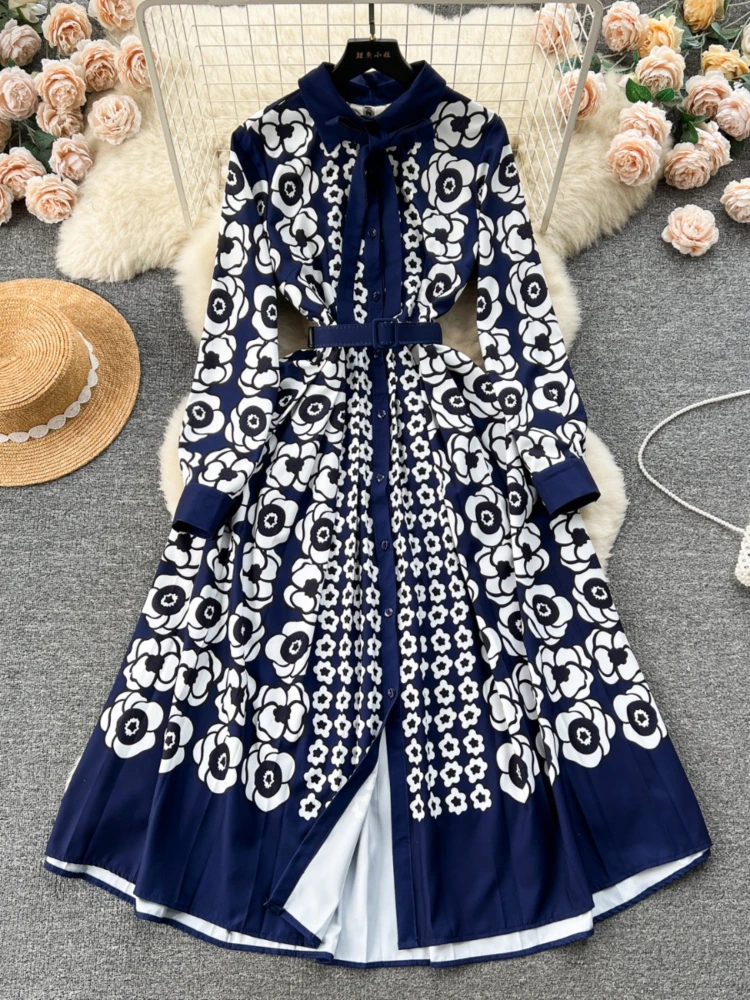 women-elegant-navy-blue-printing-dress-french-shirt-collar-long-sleeve-floral-long-dresses-laides-vintage-a-line-party-long-robe