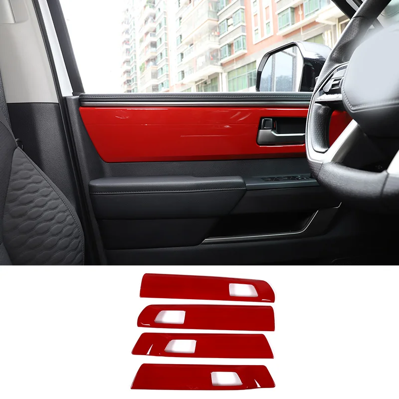 

For Toyota Tundra For Toyota Sequoia 2022 2023 ABS Red Car Door Inner Handle Panel Frame Cover Sticker Car Interior Accessories