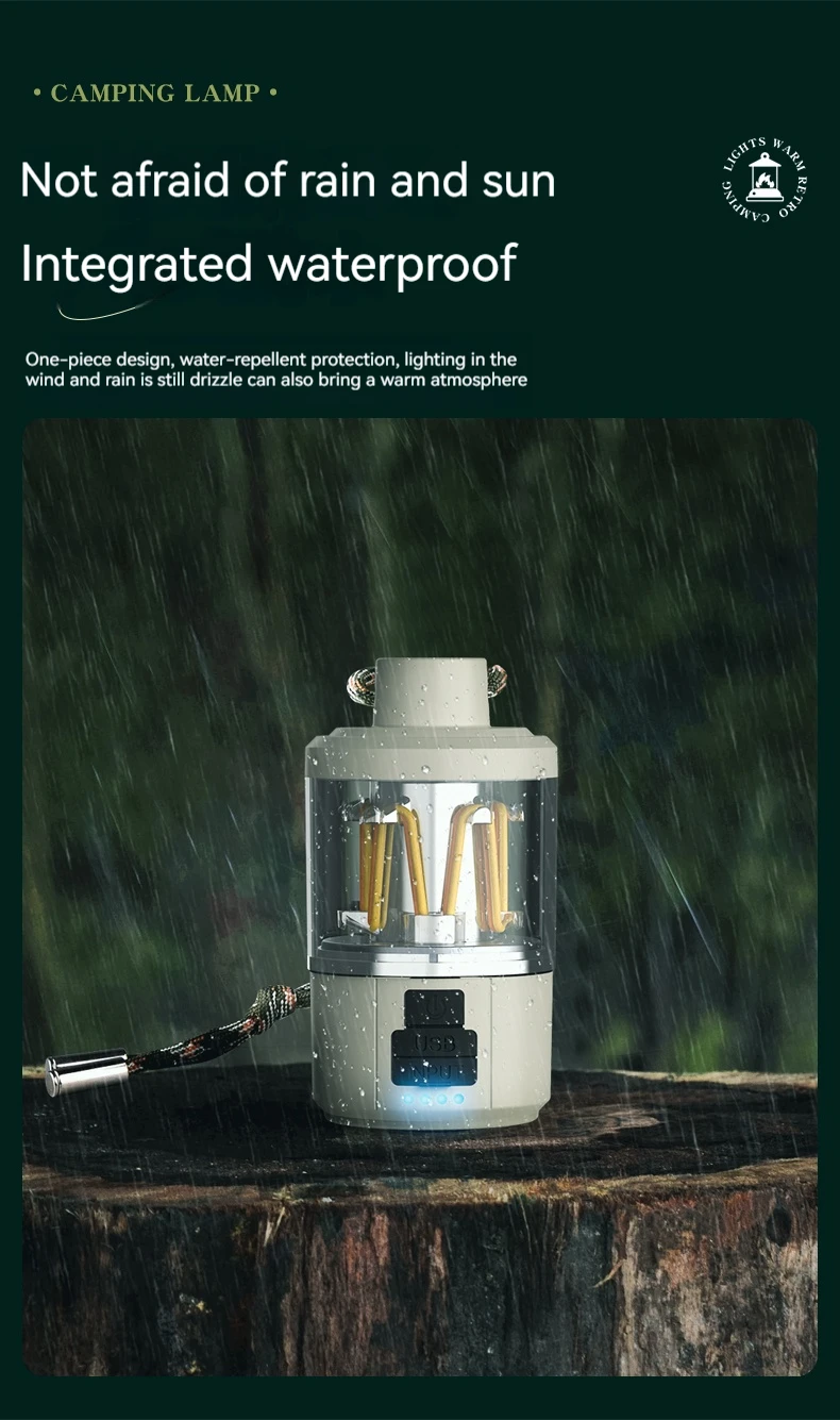 Portable COB Warm Camping Lights Strong LED Lantern Flashlight Rechargeable Outdoor Emergency Fishing Tents Tungsten Lamp