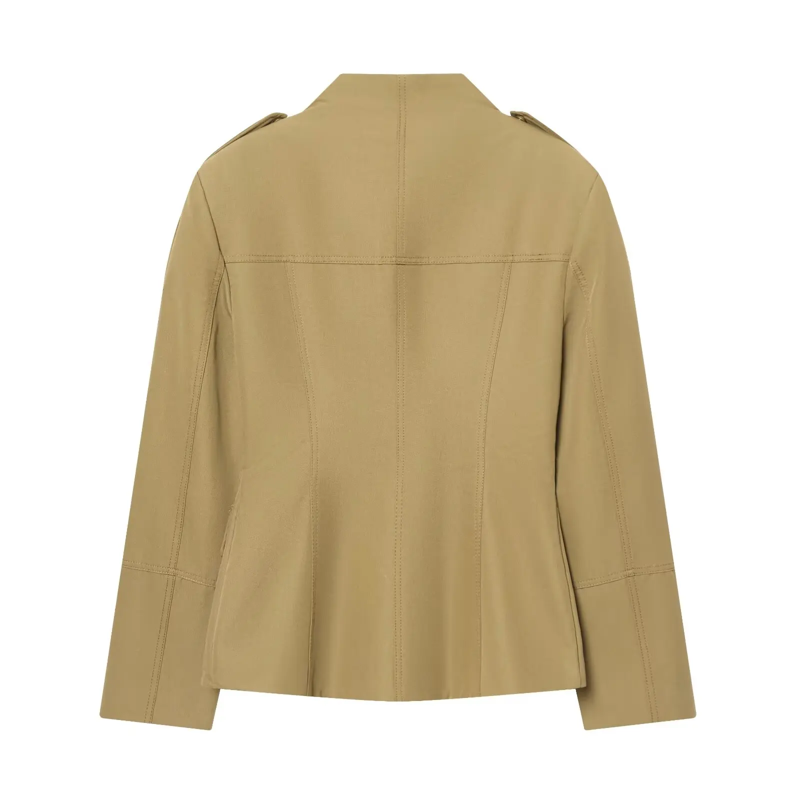 KONDALA Chic 2026 Damen Frühling Büro-Blazer in Khaki, Einreihig, Schmal Geschnitten, mit Taschen, Eleganter Modischer Damenblazer – Detail 6