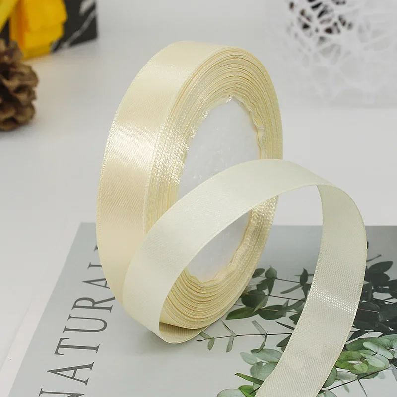Solid Color Satin Ribbons - Handmade DIY Accessories for Weddings and Gift Wrapping (25 Yards)
