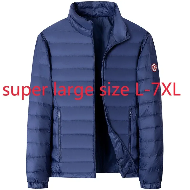 

New Arrival Suepr Large Autumn Winter Men Stand Collar Light Down Jacket White Duck Down Thin Casual Plus Size L-4XL 5XL 6XL 7XL