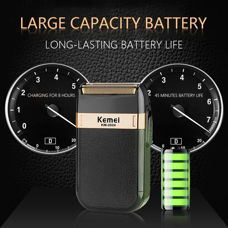 Kemei KM-2024 Professional Men's Shaving Machine USB Charging Electric Shaver Waterproof Beard Trimmer Hair Trimmer Machine 4