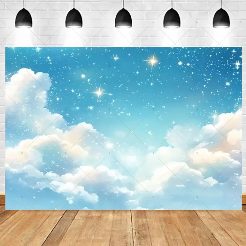 Dreamy Blue Sky and White Clouds Photography Backdrop for Wedding and Party Décor