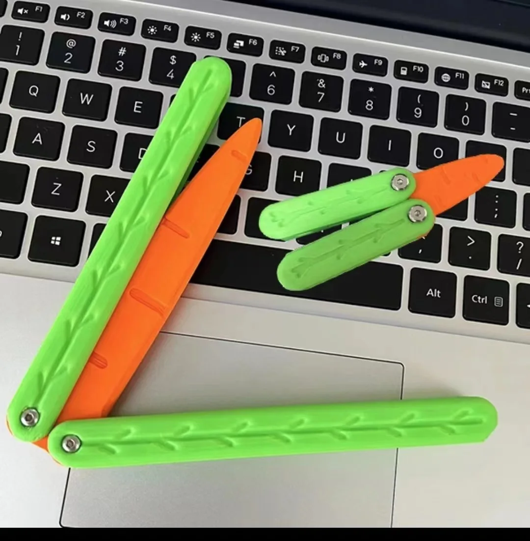 

3D Gravity Carrot Butterfly Knife Mini Bounce Model Decompression Toy Gravity Butterfly Radish Knife Exercise Finger Supplies