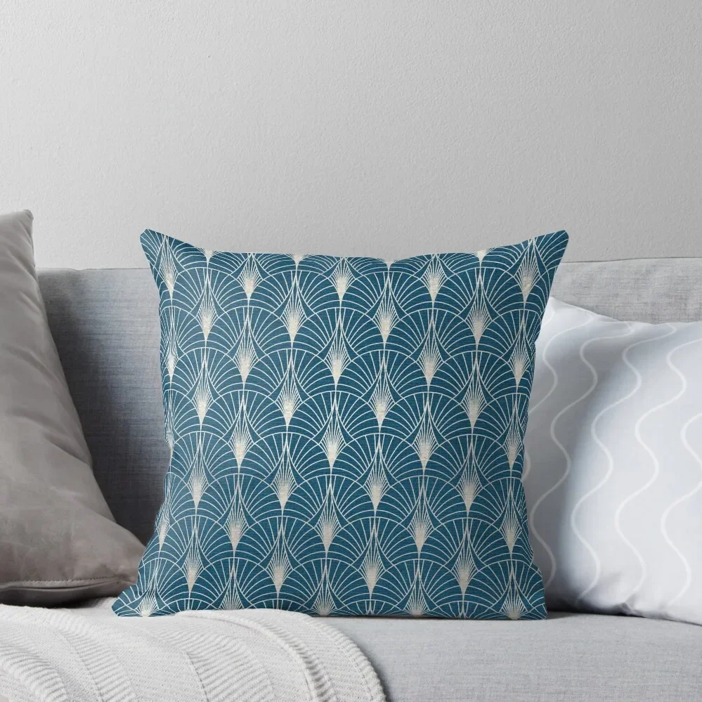 

(Faux) Turquoise and (Faux) Silver Art Deco Pattern Throw Pillow Sofa Decorative Covers Pillow Cases