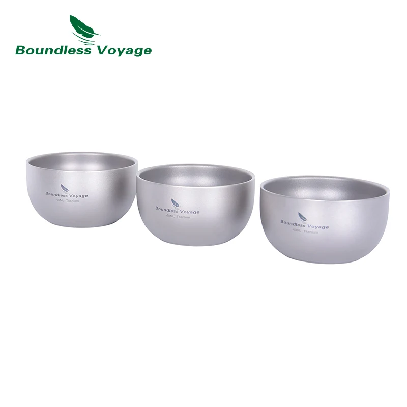 Boundless Voyage Sake Cup Titanium Double Wall Mini Drink Teacup Coffee Mug Lightweight Stackable Teaware 18g Ti3204D