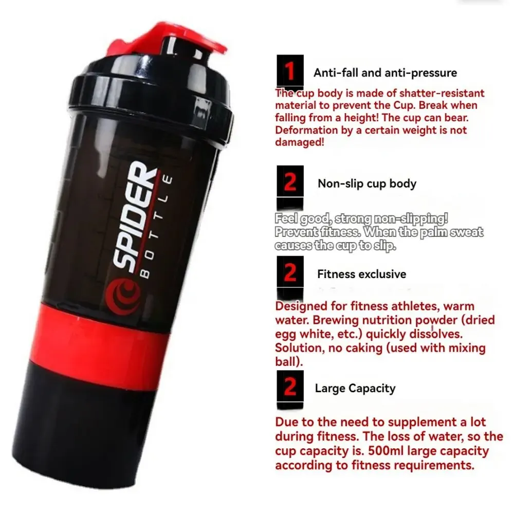 Shaking Cup Shaking Cup Food Grade Powder Box Three-Layer Shaking Cup Protein Powder Fitness Sports Shake Mixing Water Glass