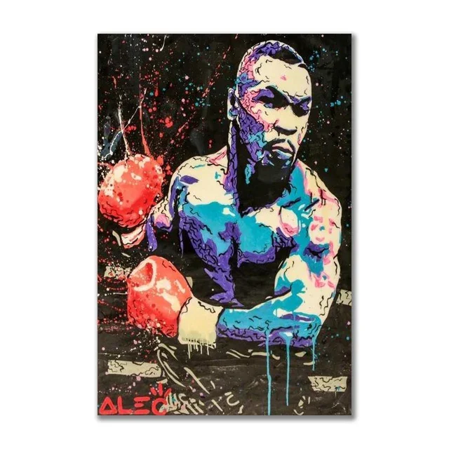thumbnail image 1 of Póster de arte de pared de boxeador Mike Tyson, cita motivacional de Muhammad Ali, imágenes de decoración del hogar, impresiones en lienzo, pintura para decoración de sala de estar, 1 of 5