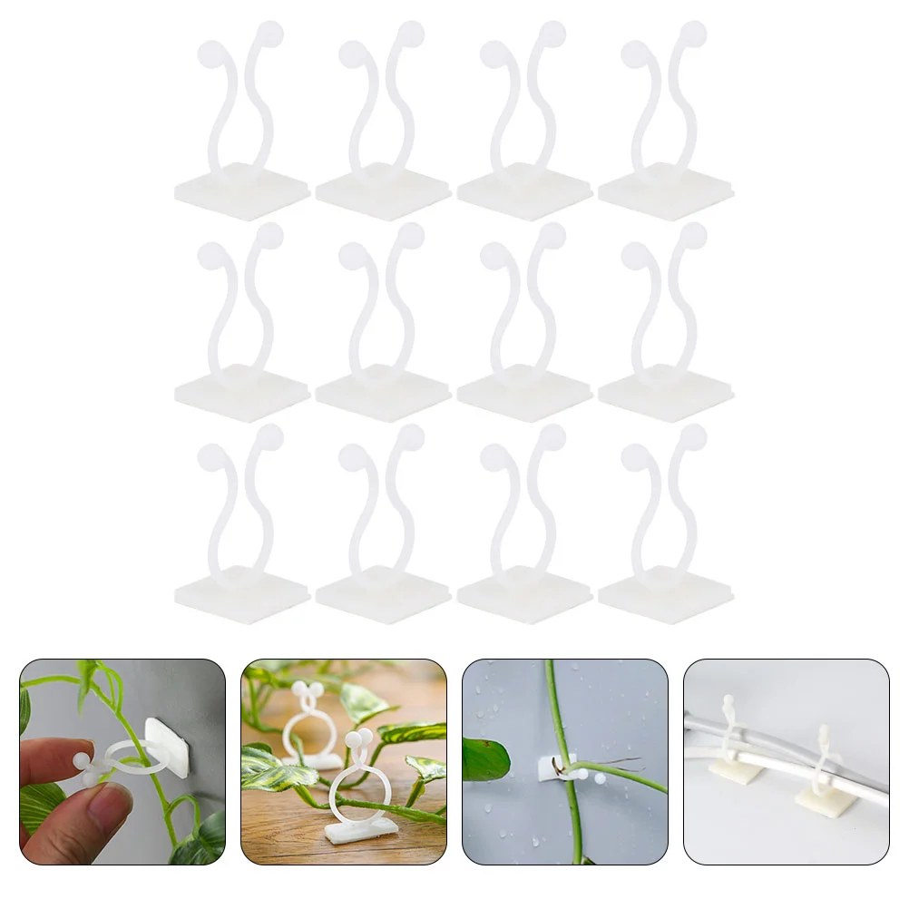 100 Pcs Plant Clips Wall Mount Holder Stick White Resin Climbing Support Indoor