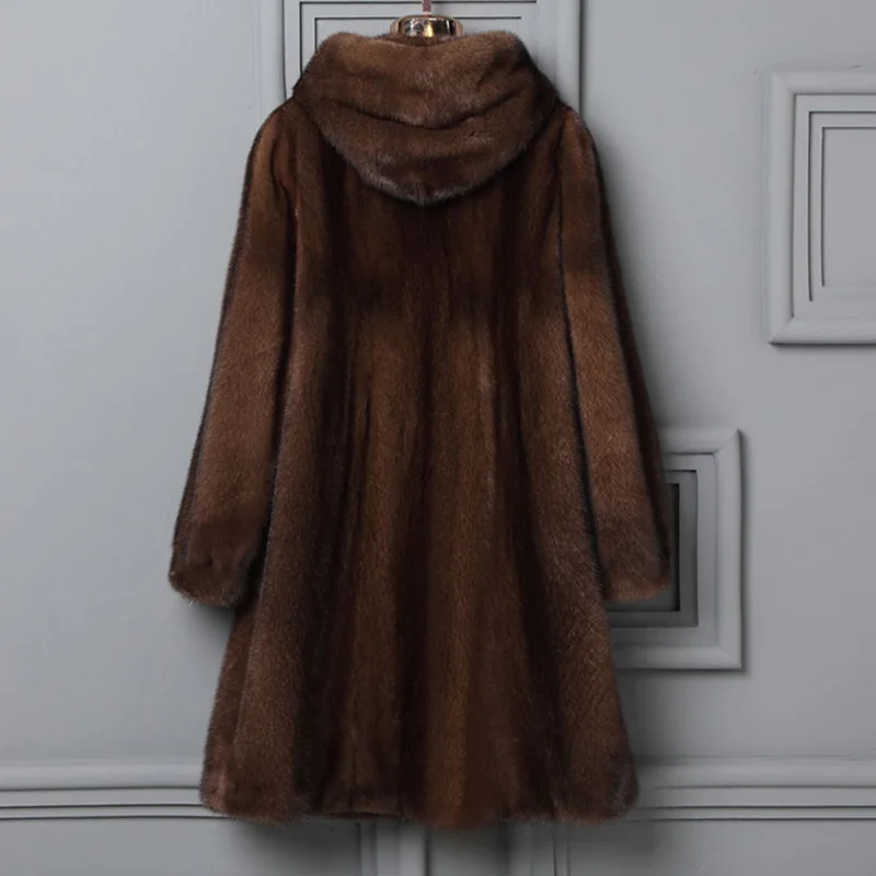 Women Long Jacket Faux Fur Mink Fur Coats Winter-fall Casual Faux Fur Coat Large Size S/9XL Women Hooded Imitation Fur Outerwear