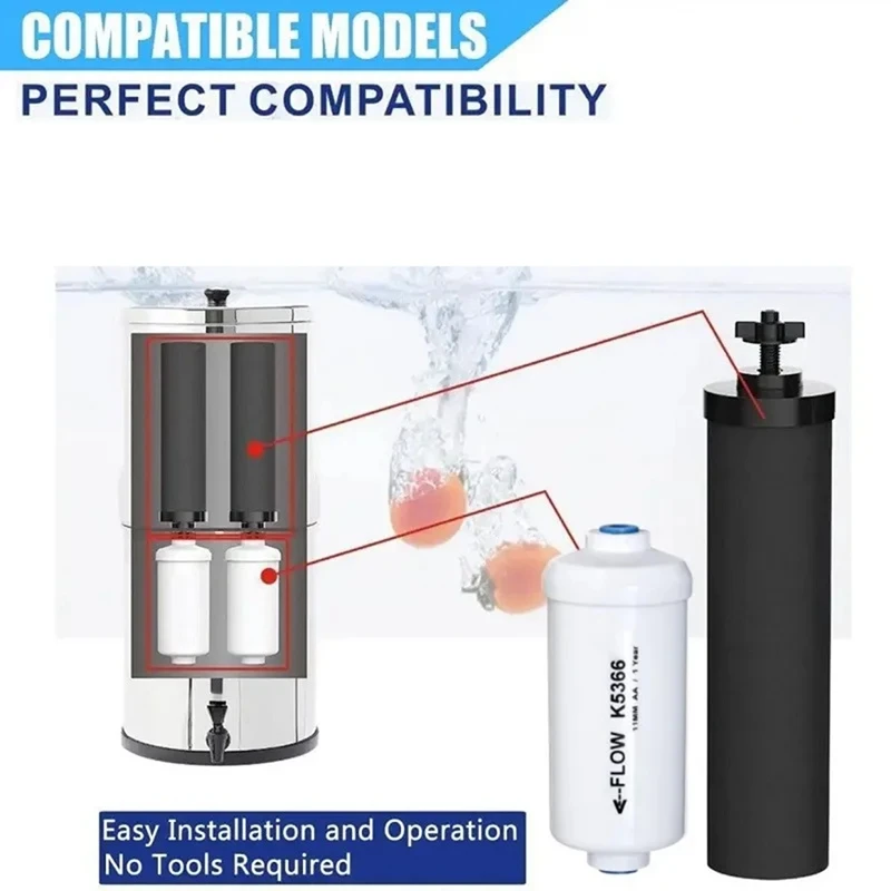 Accessories For 2 BB9-2 And 2 Fluoride Water Filter PF-2 Compatible With Black Berkey Gravity Water Filtering System