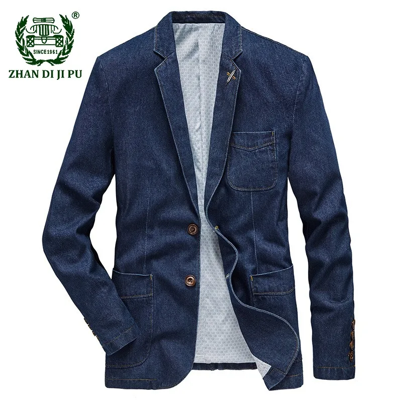 Casual Denim Blazer Men Fashion Cotton Vintage Suit Jacket 4XL Male Jeans Coat Denim Jacket Mens Slim Fat Jeans Blazers men denim suit jacket