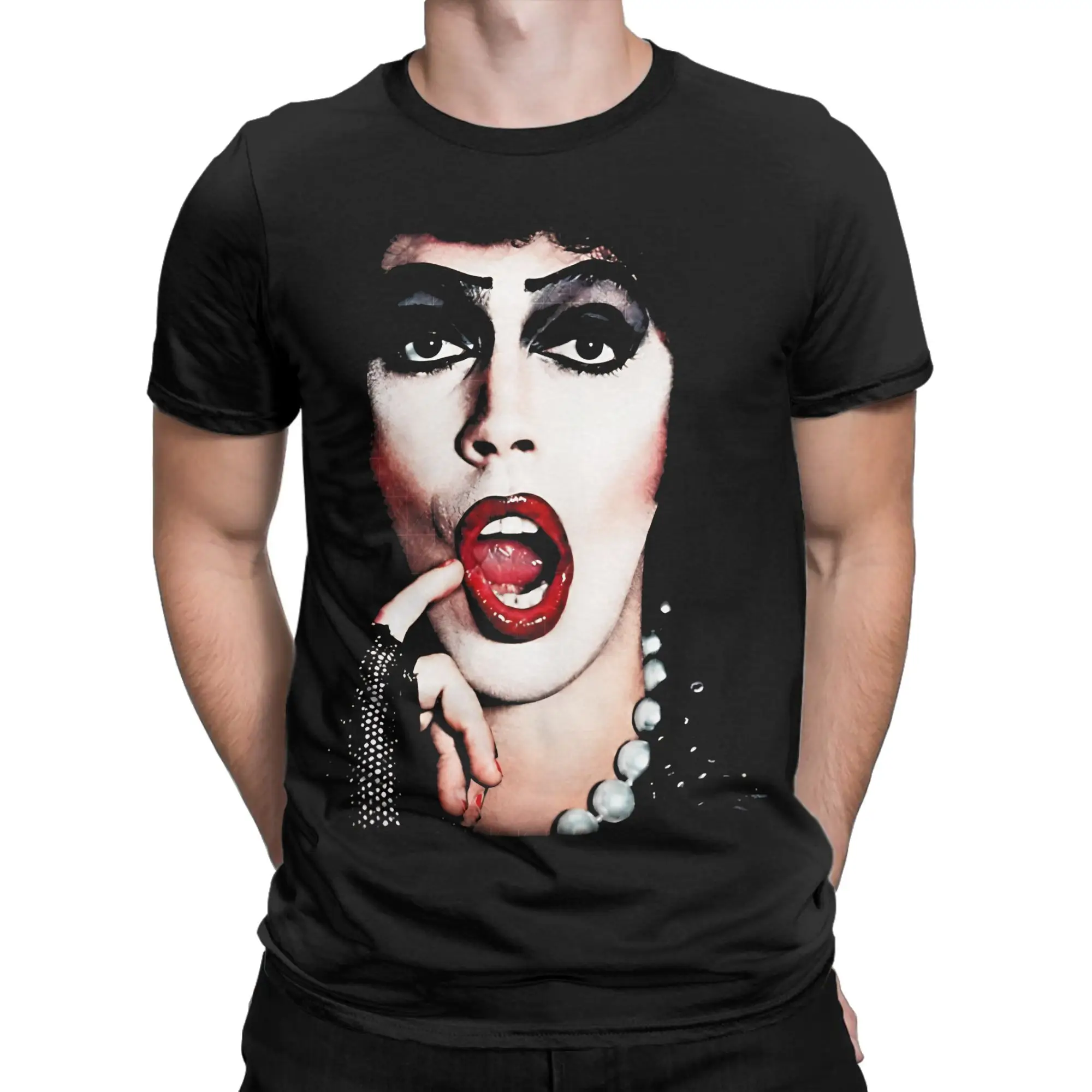 Freizeit Rockys Horror Frank N. Furter Tim Curry Gedenk-T-Shirt für Herren, O-Ausschnitt, Baumwolle, Übergröße