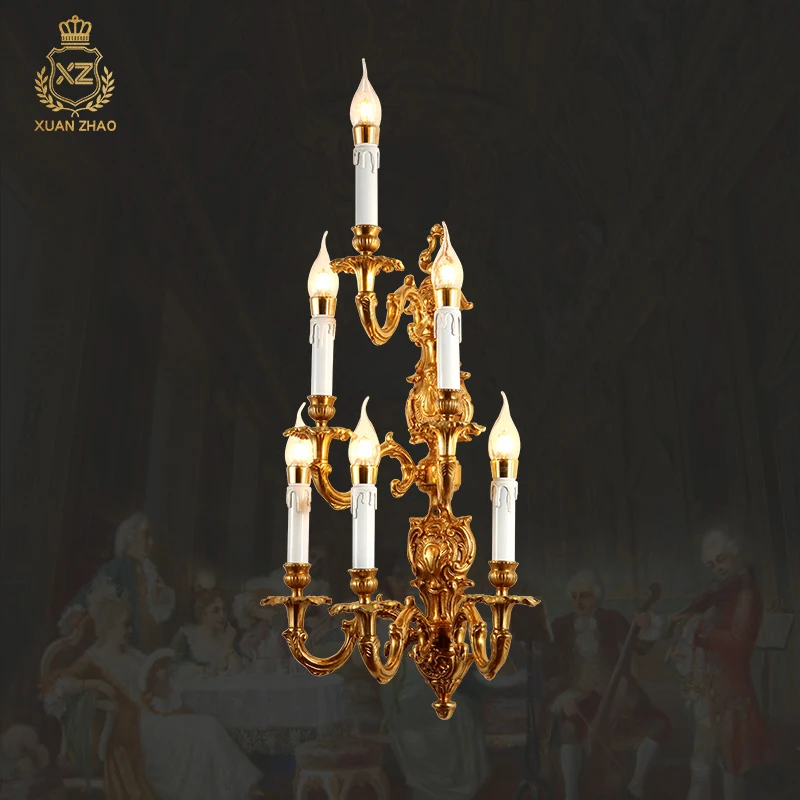 

XUANZHAO French Copper Wall Lamp European Style Villa Living Room Bedroom Corridor Wall Lamp