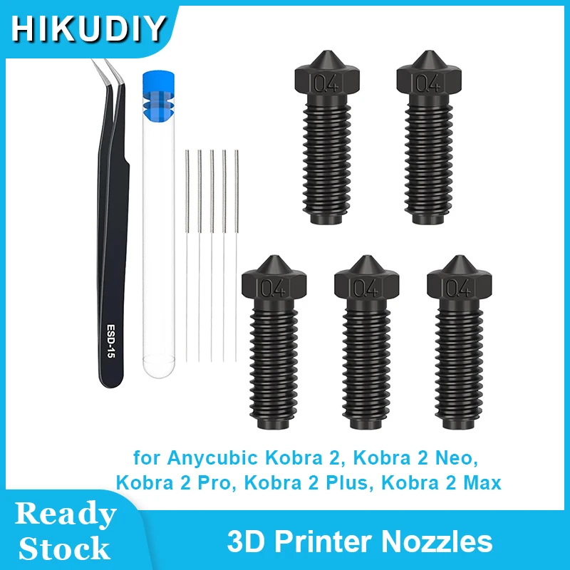 

HIKUDIY 5PCS 0.4mm Volcano Hardened Steel Nozzles for Anycubic Kobra 2, Kobra 2 Neo, Kobra 2 Pro, Kobra 2 Plus, Kobra 2 Max