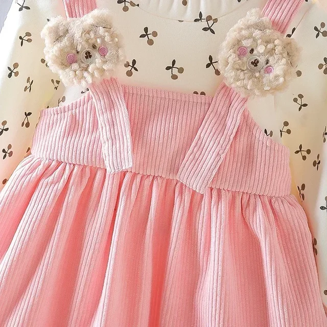Girls Cherry Bear Pinafore Dress 4