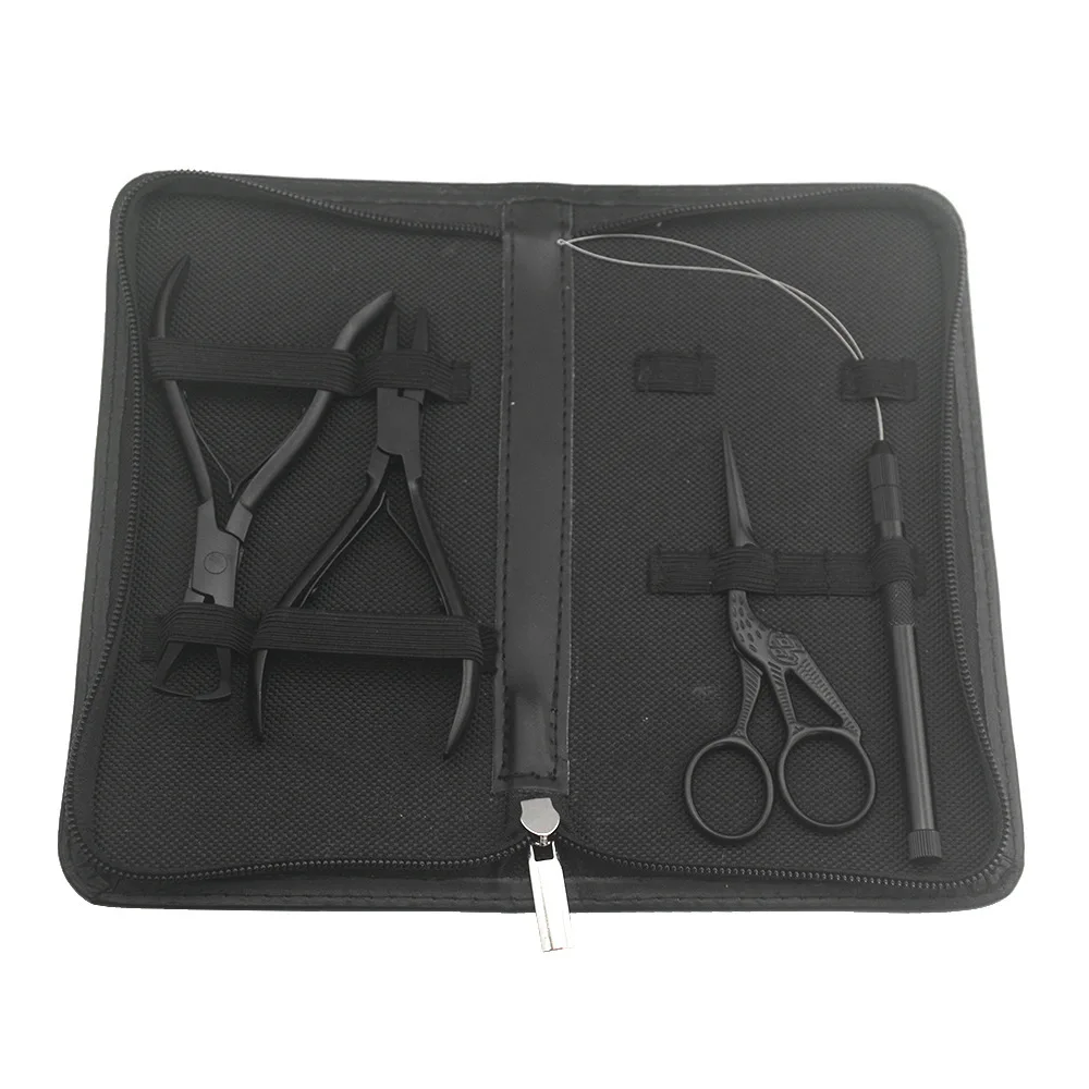 1 set of Hair Extension Plier Micro Ring Applicator Remover Plier Hair Loop Tool Metal clip Scissor for Weft Extensions