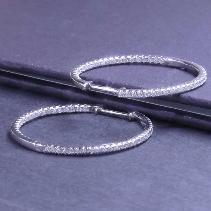 Follow Cloud Full Enternity Moissanite 0.86CT Hoop Earrings for Women Sparkling Lab Diamond Earrings 925 Sterling Silver Jewelry 4