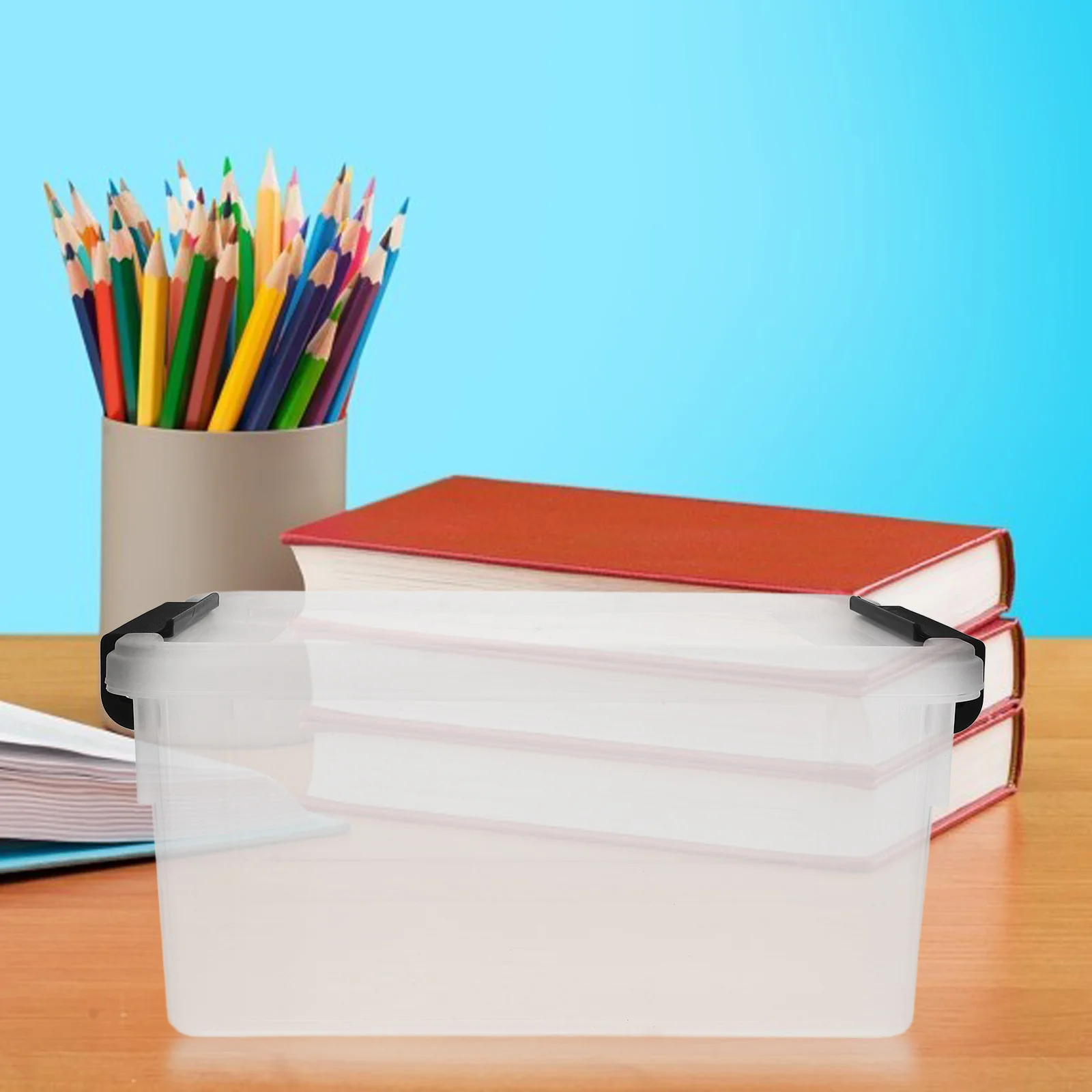 파일 정리함 투명 보관함 데스크탑 문서 정리함 사무실 보관함 뚜껑 포함 넉넉한 투명 플라스틱 파일