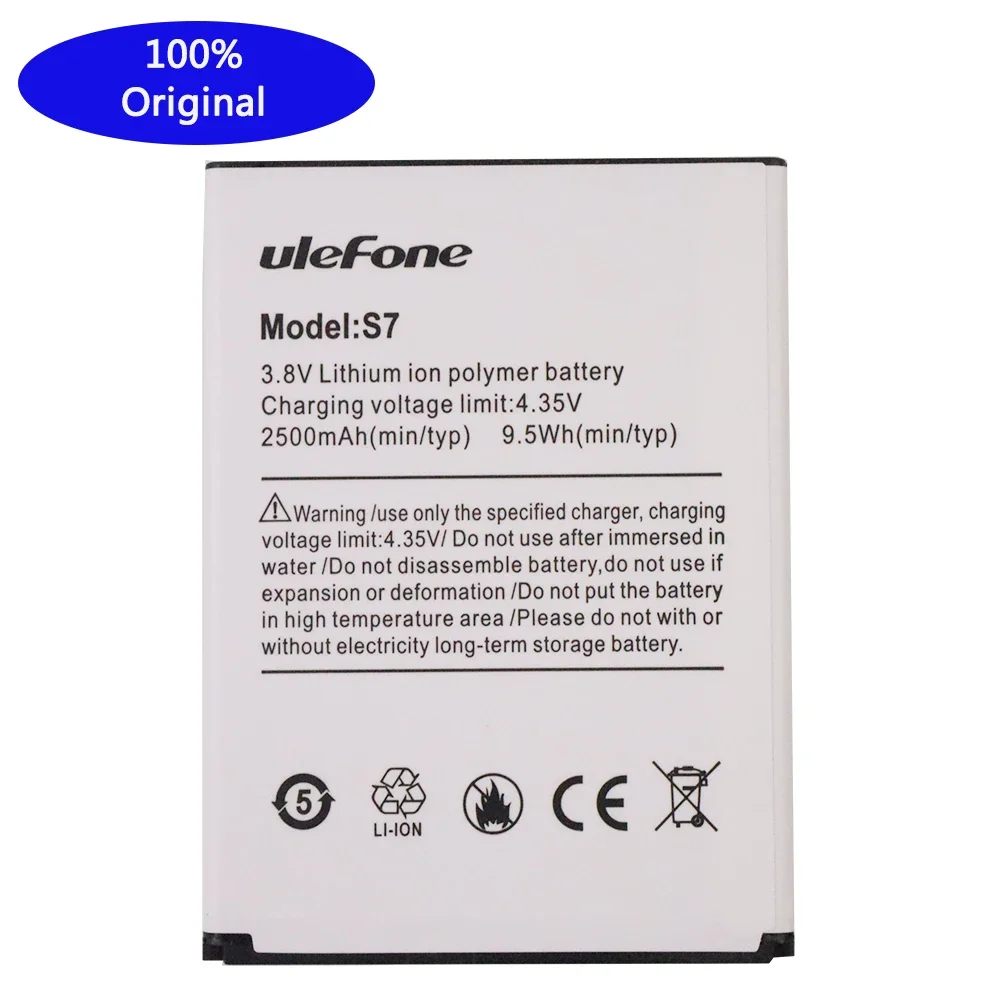 

100% New Original Ulefone S7 Battery 2500mAh For 5.0inch ulefone S7 Smart Phone High Quality Batteries