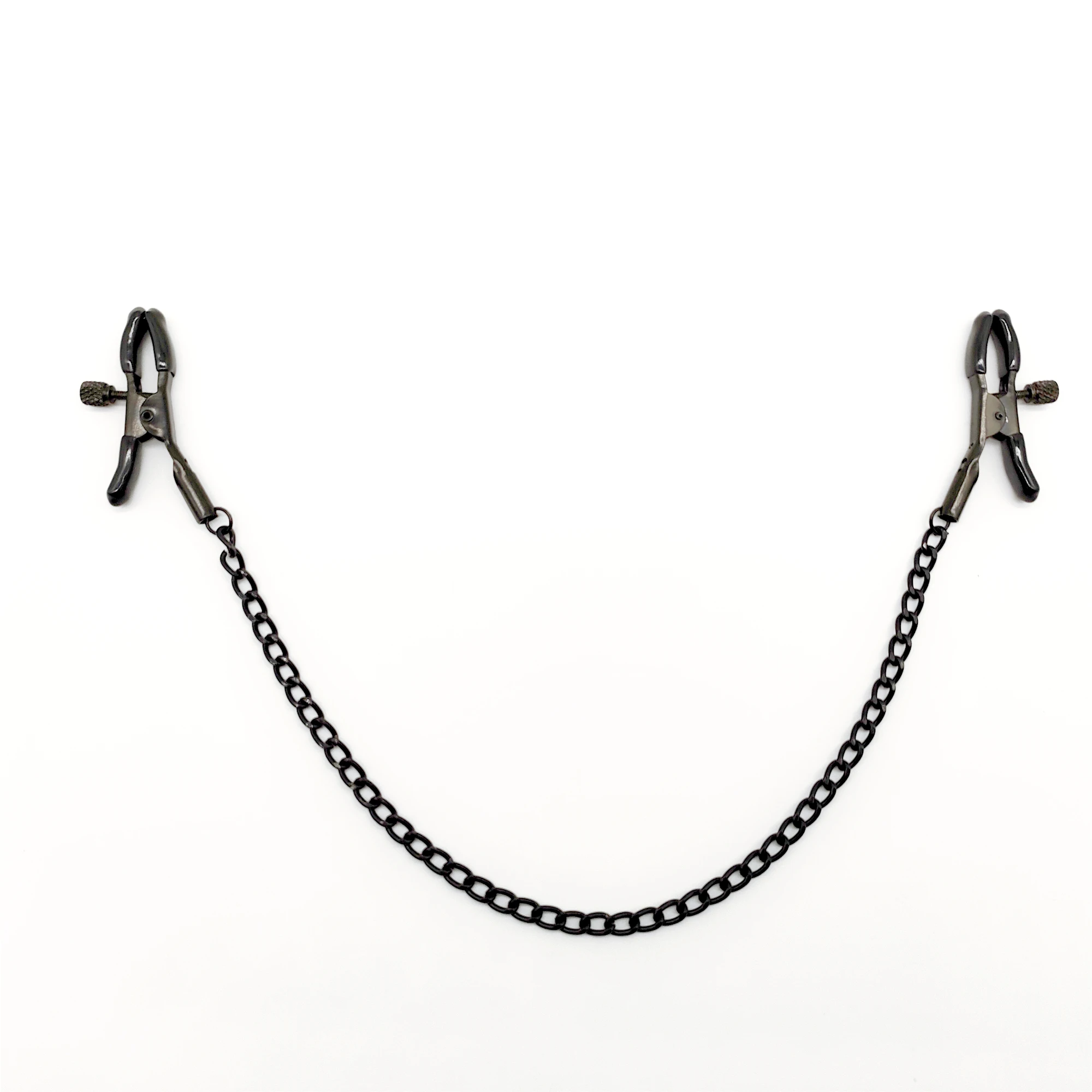 Nipple Clamps with Chain Metal Nipple Clips Black and Silver Clamps non Piercing Sexy Adjustable Body Chain Sex Toys nipple clamps