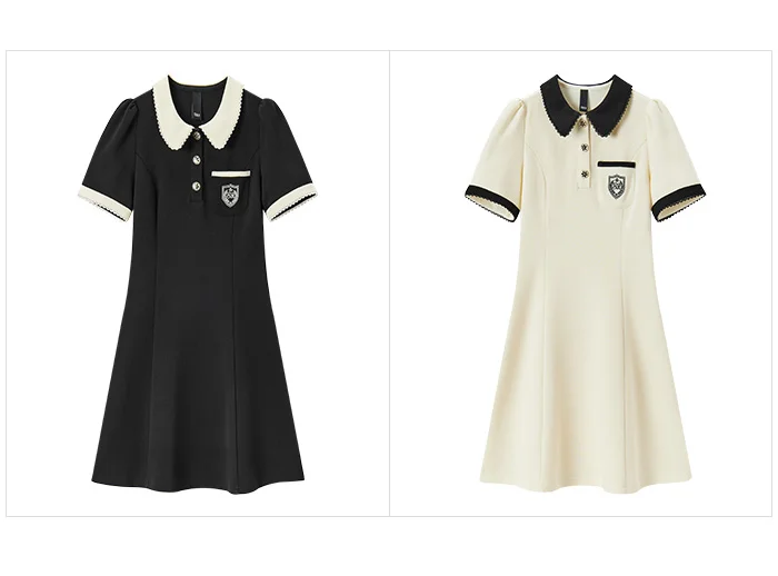 Vestidos de mujer, vestido polo bordado, elegante vestido de verano, recién llegado, vestidos florales con bloques de color para mujer
