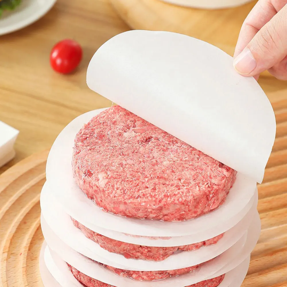 100pcs 11cm Hamburger Patty Paper Round Wax Paper Sheet for Burger Press Baking Cake Baking Separate 4.33inch Patty Oil